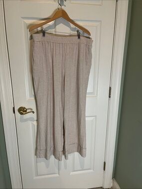 Relaxed Wide-Leg Pull-On Pants in Light Taupe